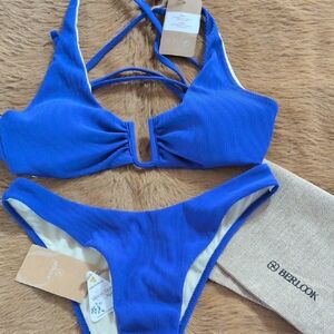 Blue Ribbed Bikini Set - BERLOOK